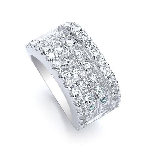2 Step Round Brilliant CZ Ring