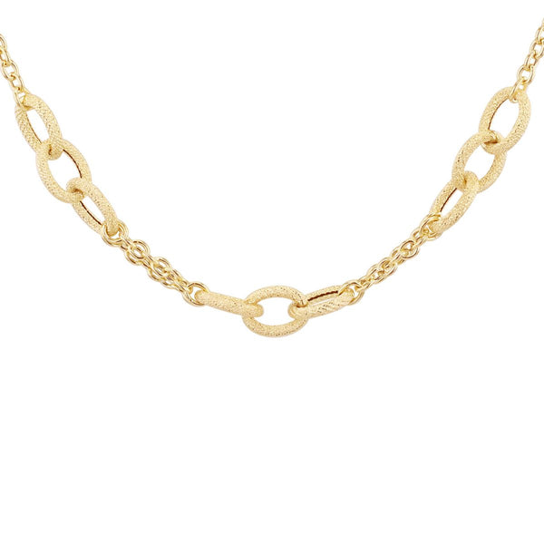 9K Yellow Gold 3 Twisted Links & Chain Centre Necklace /20"