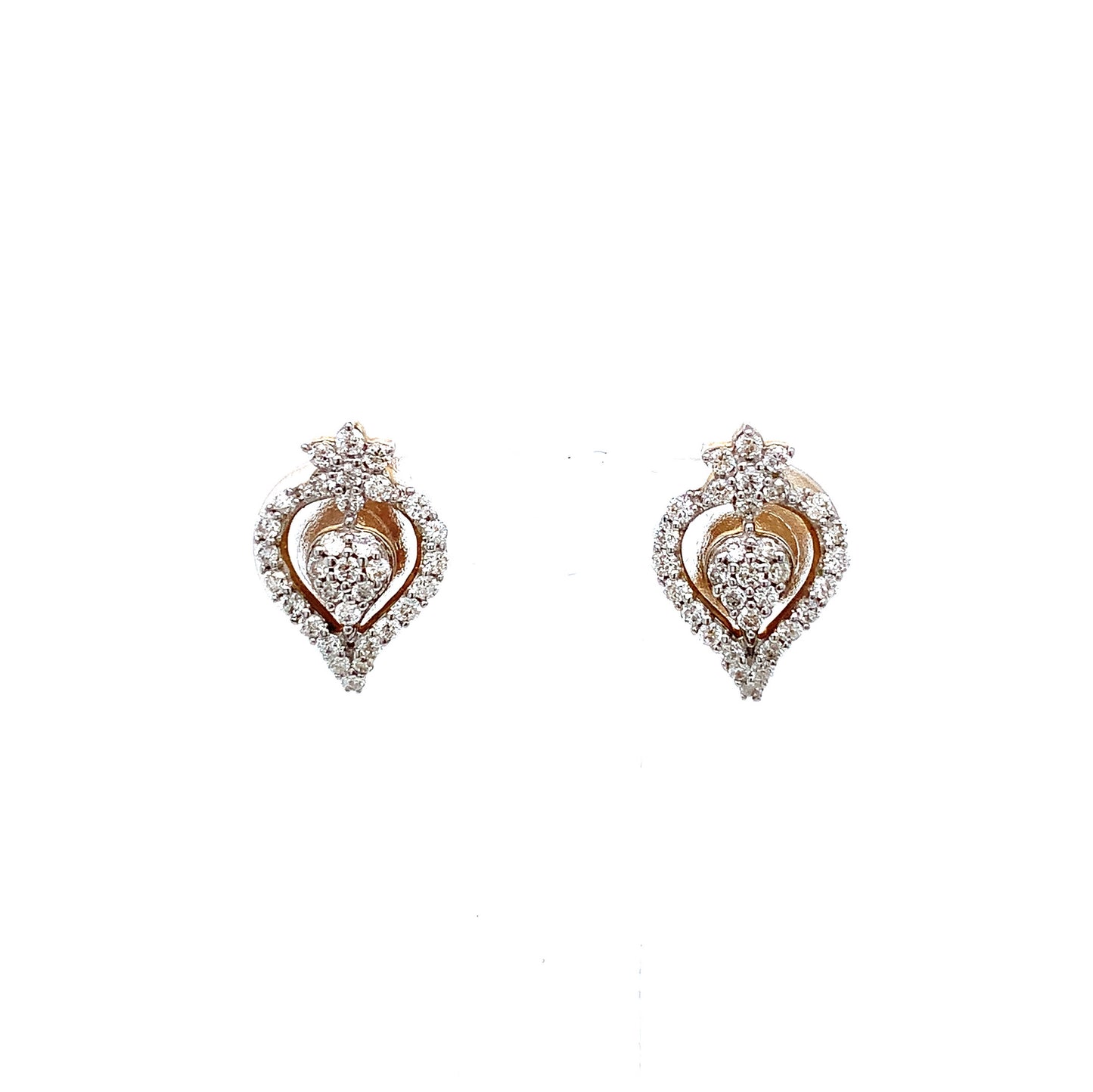 9K Yellow Gold 0.34ct Diamond Paisley Cluster Stud Earrings