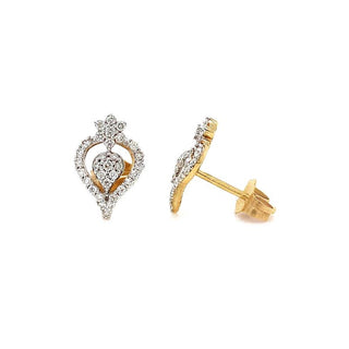 9K Yellow Gold 0.34ct Diamond Paisley Cluster Stud Earrings