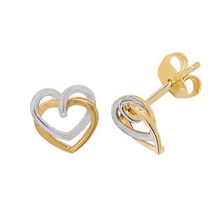 9K 2-Coloured Gold Interlocking Heart Stud Earrings