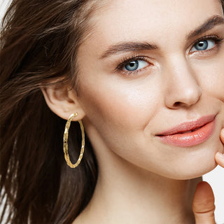 9K Yellow Gold 50mm Twisted Hoop Earrings
