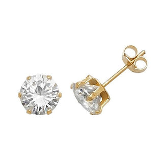 9ct Yellow Gold CZ Set Stud Earrings