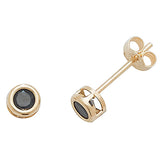 9K Yellow Gold Sapphire Stud Earrings