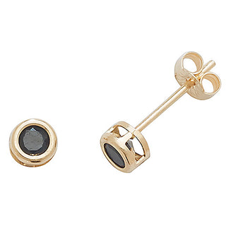 9K Yellow Gold Sapphire Stud Earrings