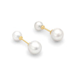 9K Yellow Gold Freshwater Pearl Reversible Stud Earrings