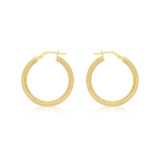 9K Yellow Gold Textured Hoop Creole Earrings