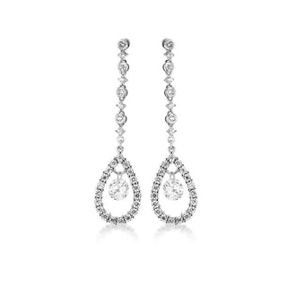 9K White Gold Cubic Zirconia Set Pear Drop Earrings
