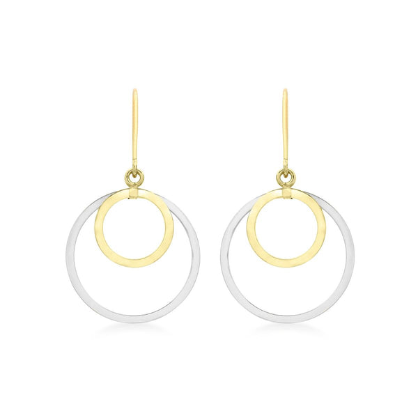 9K 2 Colour Gold Double Loop Hoop Earrings