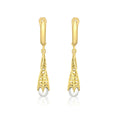 9K Yellow Gold Freshwater Pearl Twisted Cone Earrings