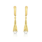 9K Yellow Gold Freshwater Pearl Twisted Cone Earrings