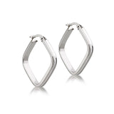9K White Gold 28mm X 28mm Square Creole Earrings