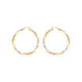 9K Tri-Gold Twist Hopped Earrings