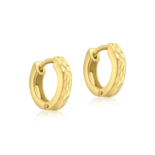 9K Yellow Gold Diamond Cut Hoop Earrings