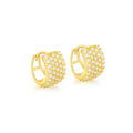 9K Yellow Gold CZ Pave Set 13mm Hoop Earrings