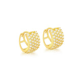 9K Yellow Gold CZ Pave Set 13mm Hoop Earrings
