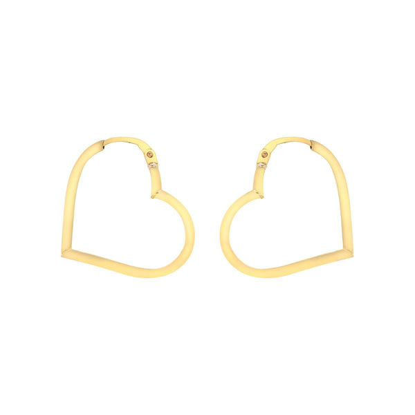 9K Yellow Gold Heart-Shaped Hoop Earrings