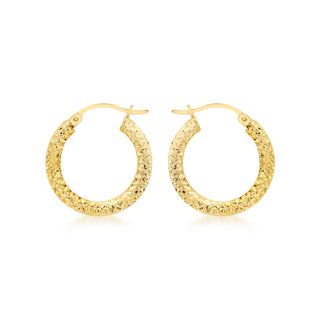 9K Yellow Gold Diamond Cut Creole Hoop Earrings