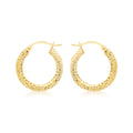 9K Yellow Gold Diamond Cut Creole Earrings