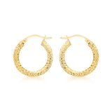 9K Yellow Gold Diamond Cut Creole Earrings