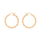 9K Rose Gold Twisted Creole Hooped Earrings