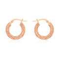 9K Rose Gold Faceted Twist Hoop Earrings