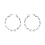 9K White Gold 30mm Flat Wrap Hoop Earrings