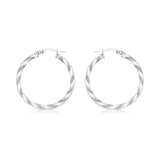 9K White Gold 30mm Flat Wrap Hoop Earrings