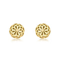 9K Yellow Gold Filigree Dome Stud Earrings