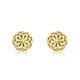 9K Yellow Gold Filigree Dome Stud Earrings
