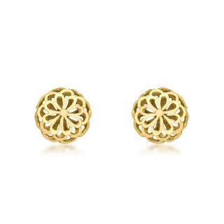 9K Yellow Gold Filigree Dome Stud Earrings