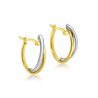 9K 2-Colour Gold Double-Front Hoop Earrings