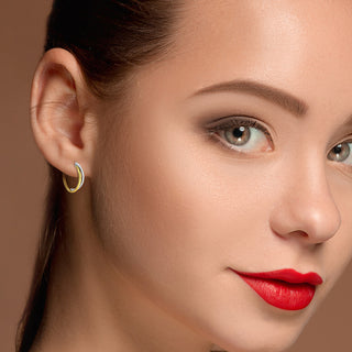9K 2-Colour Gold Double-Front Hoop Earrings