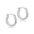 9K White Gold 12.5mm Diamond Cut Creole Hoop Earrings