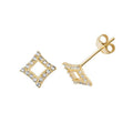 9K Yellow Gold Diamond Shaped CZ Stud Earrings
