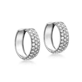 9K White Gold CZ Hoop Earrings