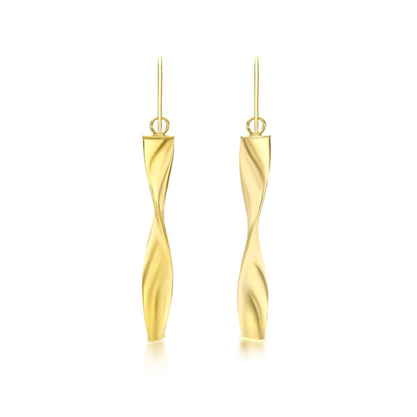 9K Yellow Gold Twist Drop Earrings