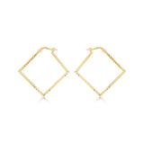 9K Yellow Gold Diamond Cut Square Creole Earrings