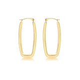 9K Yellow Gold Rectangle-Shaped Creole Earrings
