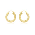 9K Yellow Gold Diamond Cut Mesh Creole Earrings