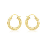 9K Yellow Gold Diamond Cut Mesh Creole Earrings