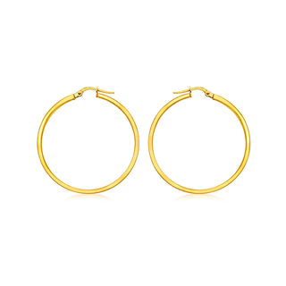 9K Yellow Gold Rectangular-Tube 30mm Hoop Creole Earrings