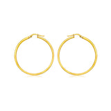 9K Yellow Gold Rectangular-Tube 30mm Hoop Creole Earrings