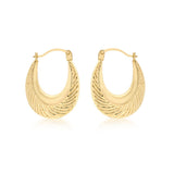 9K Yellow Gold 16mm X 20mm Patterned Creole Hoop Earrings