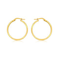 9K Yellow Gold Rectangular-Tube 23.5mm Hoop Creole Earrings