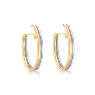 9K 2-Colour Gold Double-Oval Huggie Hoop Earrings
