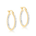 9K 2-Coloured Gold Diamond Cut Hoop Creole Earrings