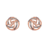 9ct Rose Gold Diamond Set Swirl Stud Earrings