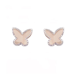 9K Rose Gold Diamond Butterfly Stud Earrings
