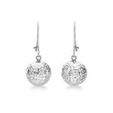 9K White Gold Diamond Cut Ball Drop Earrings